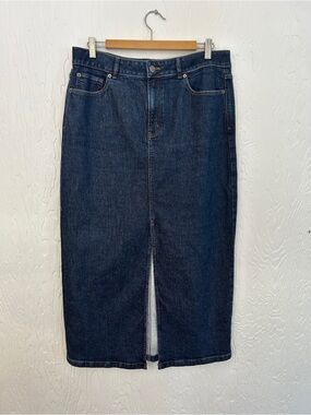 Denim‎ Midi Skirt Dark Wash Indigo Size 10/30 Blue Chic French SummerY2K Classic